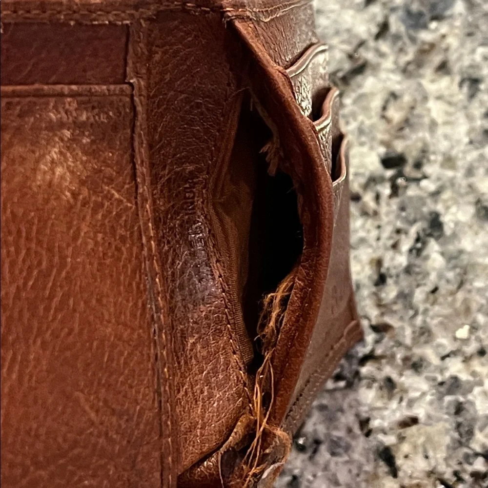 Polo Ralph Lauren Bifold Wallet Pebbled Leather brown used